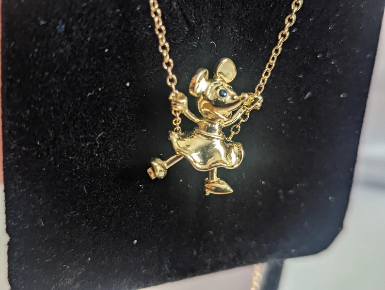 18 Karat Yellow Gold Mini Mouse Likeness on 14 Karat Yellow Gold Cable Chain - Etsy | Etsy (US)