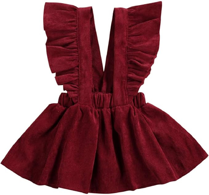 Vohawsa Toddler Baby Girl Velvet Backless Ruffle Strap Overalls Skirt Solid Suspender Tutu Dress ... | Amazon (US)