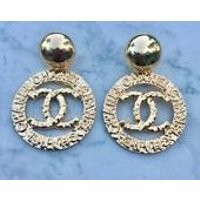 CC Chanel Earrings // Gold Hoop Statement Earrings //Chanel Inspired Jewelry // CC Earrings // Designer Inspired CC | Etsy (US)