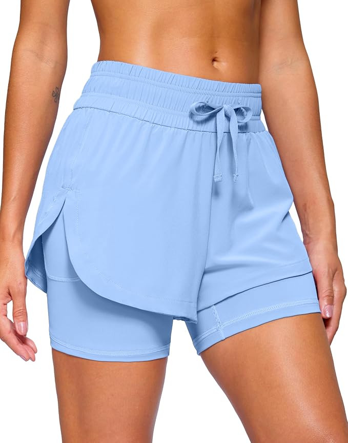 Soothfeel Women's 2 in 1 Running Shorts 5" Athletic Shorts High Waisted Workout Gym Tennis Exerci... | Amazon (US)