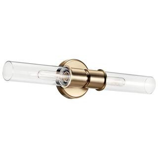 KICHLER Aviv 2-Light Champagne Bronze Bathroom Indoor Wall Sconce Light with Clear Glass Shade 52... | The Home Depot