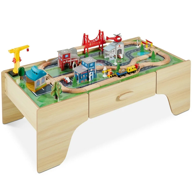 Best Choice Products Kids 35-Piece Train Table, Large Multipurpose Wooden Playset w/ Reversible T... | Walmart (US)