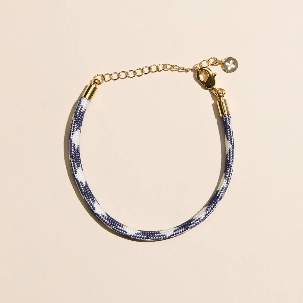 Navy & White Minimalist Paraord Bracelet | Nickel and Suede