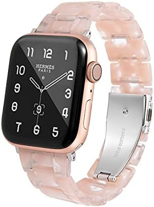 HOPO Compatible With Apple Watch Band 38mm 40mm 42mm 44mm Thin Light Resin Strap Bracelet With St... | Amazon (US)
