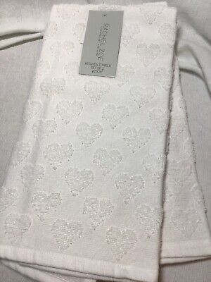RACHEL ZOE KITCHEN TOWELS (2) WHITE HEARTS 100% COTTON NIP  | eBay | eBay US