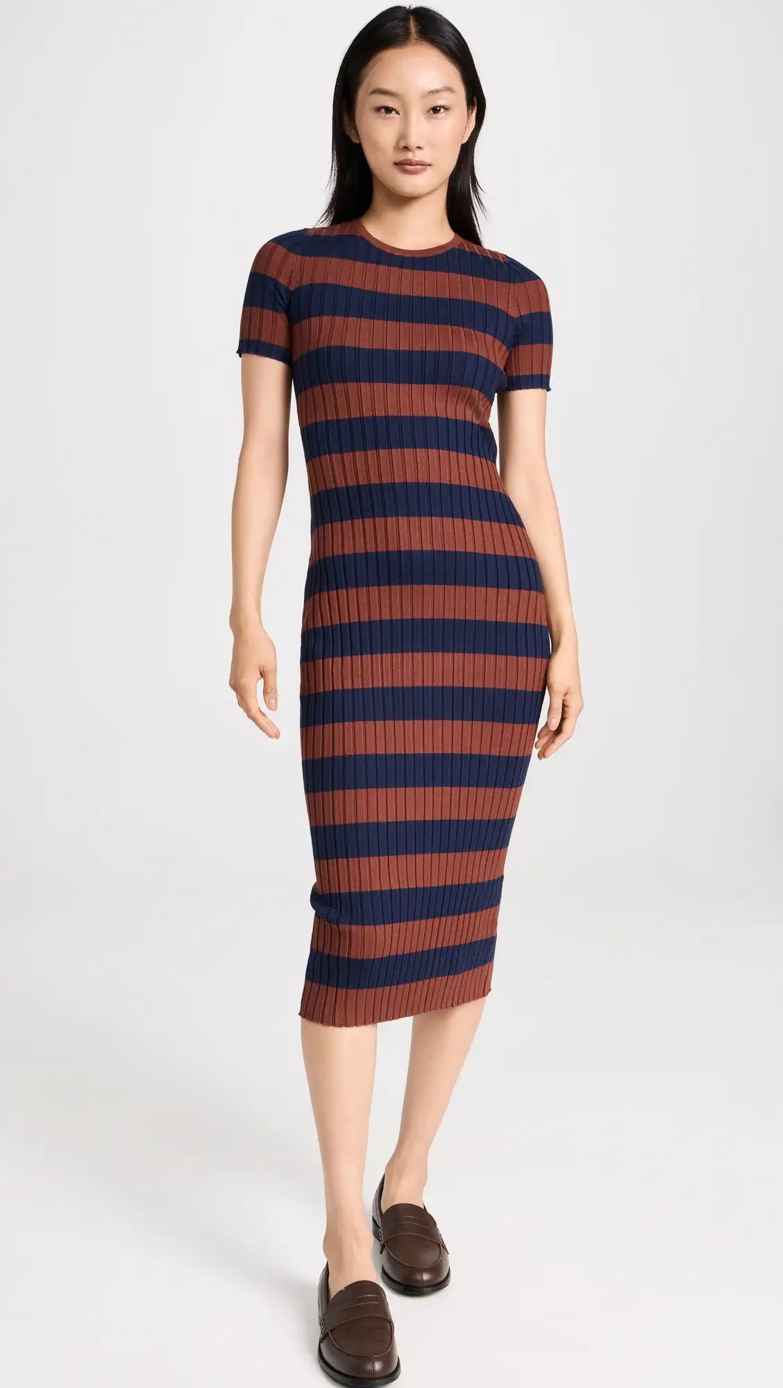 Madewell Ribbed Midi Sweater Dress in Stripe | Shopbop | Shopbop