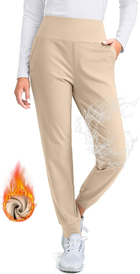 G Gradual Women's Fleece Lined Joggers High Waisted Water Resistant Thermal Hiking Pants Cold Wea... | Amazon (US)