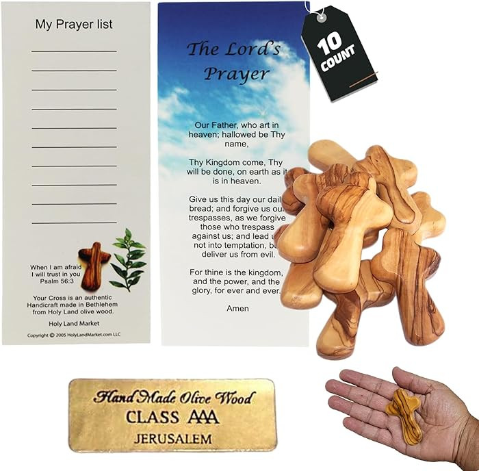 Holy Land Market 10 Olive Wood Crosses From the Holy Land - 2.5 Inch Pocket Palm Crucifix | Handm... | Amazon (US)