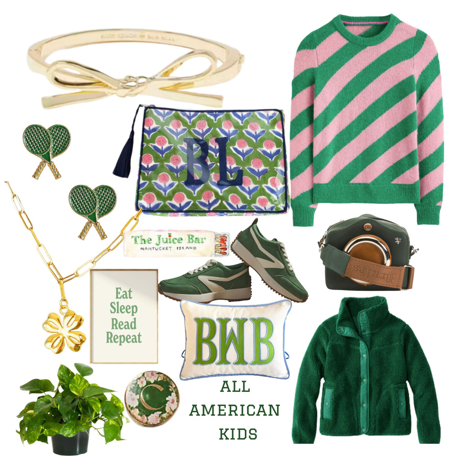 Preppy Green & Pink Picks for a Stylish Twist 💗 Embrace classic style with these chic accessories and cozy wardrobe staples! From monogrammed pouches and sporty sneakers to statement sweaters, tennis-inspired jewelry, and unique decor finds, these pieces add a playful, preppy touch to any look. Perfect for gifting or sprucing up your own collection! 🎾 

 #PreppyStyle #GreenAndPink #MonogrammedAccessories #TennisJewelry #ClassicFashion #LTKUnder50 #AllAmericanKids #LTKCyberWeek #LTKGiftGuide #LTKHoliday