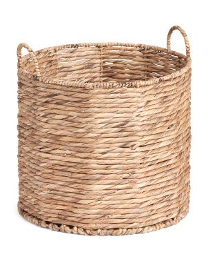 Large Twisted Weave Water Hyacinth Round Basket | TJ Maxx