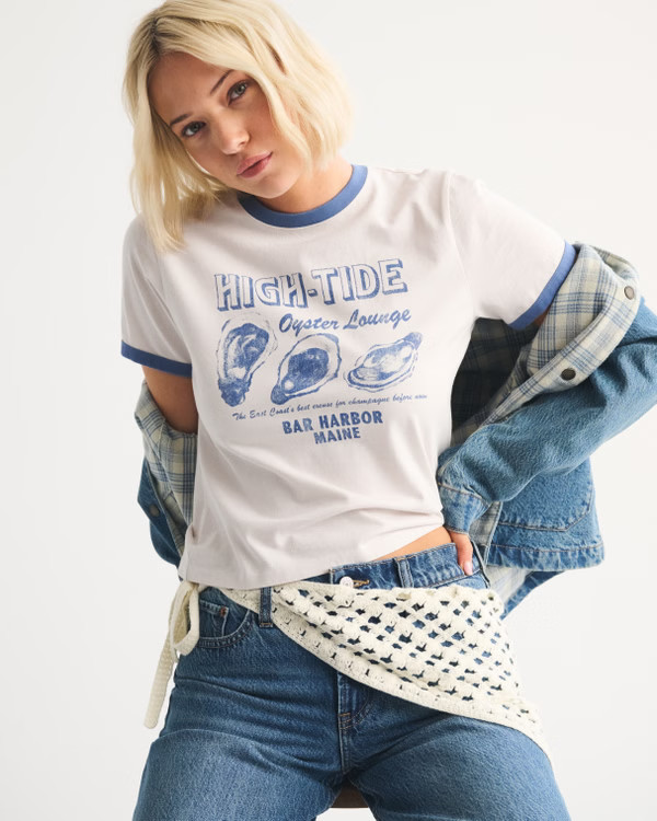 Short-Sleeve Oyster Graphic Skimming Tee | Abercrombie & Fitch (US)
