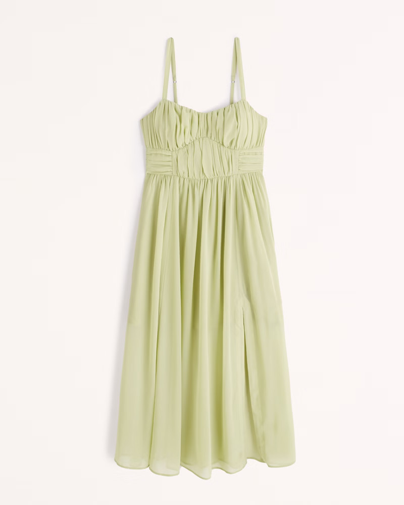 Ruched Corset Midi Dress | Abercrombie & Fitch (US)