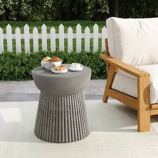 Yurna Outdoor Patio MGO Accent Side Table, Concrete Finish | The Home Depot