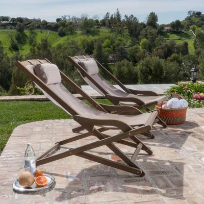 Outdoor Acacia Wood Sling Chair | Wayfair North America