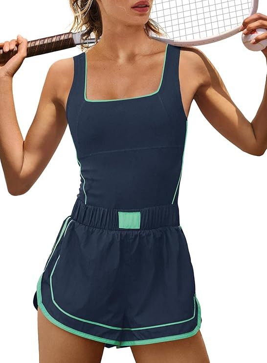 Yanekop Womens Athletic Romper Sleeveless Workout Jumpsuits Exercise Active Rompers One Piece Out... | Amazon (US)
