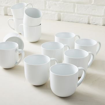 White Porcelain Mugs - Party Set of 12 | West Elm (US)
