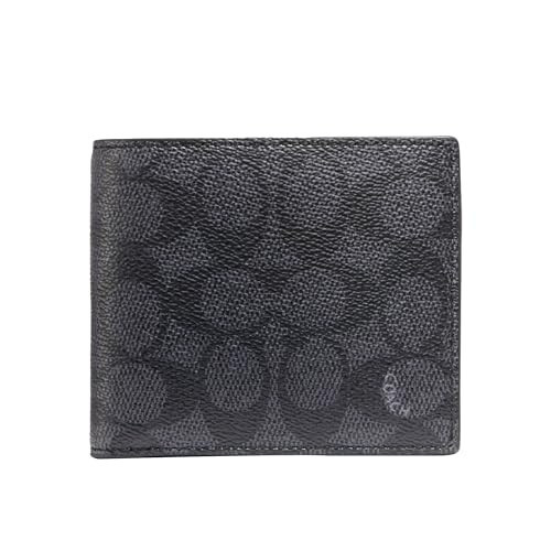 Coach Men's Coin Wallet in Signature, Charcoal/Black | Amazon (US)