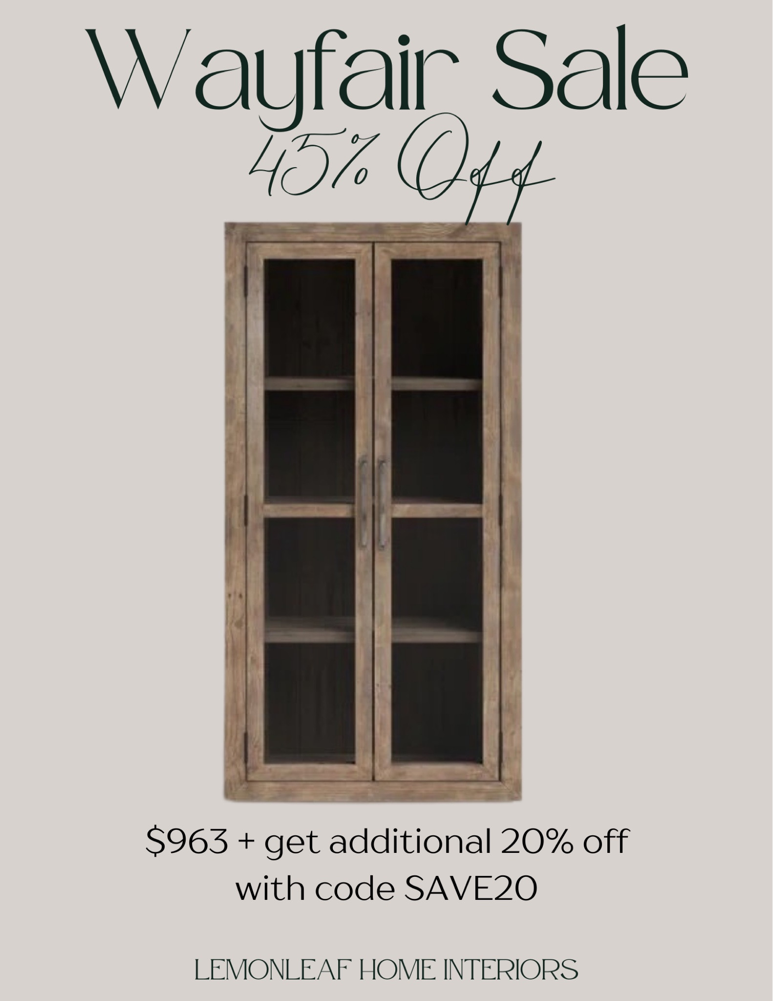 This best selling cabinet is on sale with an additional 20% off with Code SAVE20! 
@wayfair
Labor Day sale 


#LTKsalealert #LTKhome #LTKFind