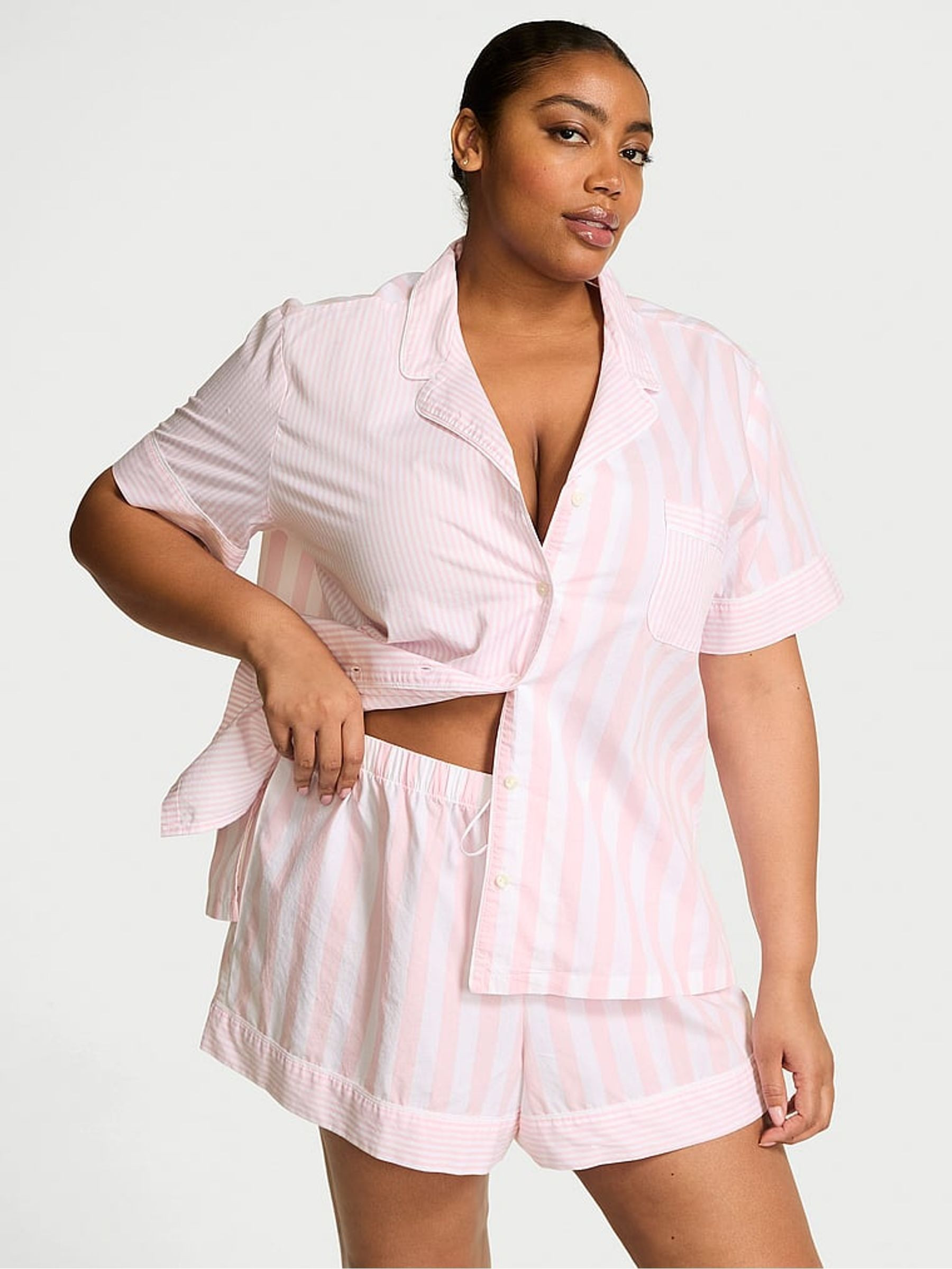 Pretty Blossom Pink Stripe Cotton Short Pyjama Set | Victoria's Secret UK | Victoria's Secret UK