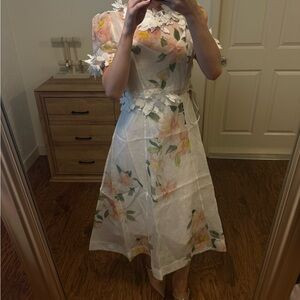 Zimmermann Natura Liftoff Floral Linen & Silk Organza Midi Dress | Poshmark