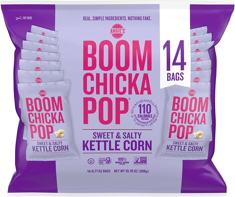 Angie's BOOMCHICKAPOP Sweet & Salty Kettle Corn Popcorn 14ct Multi-Pack, (14) .77 oz Individual B... | Amazon (US)