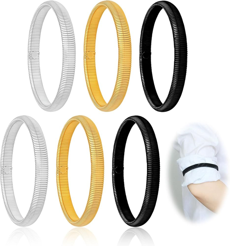Shirt Sleeve Holders Metal Armbands: 6pcs Stretchy Elastic Garters for Men & Women - Secure Stay ... | Amazon (US)