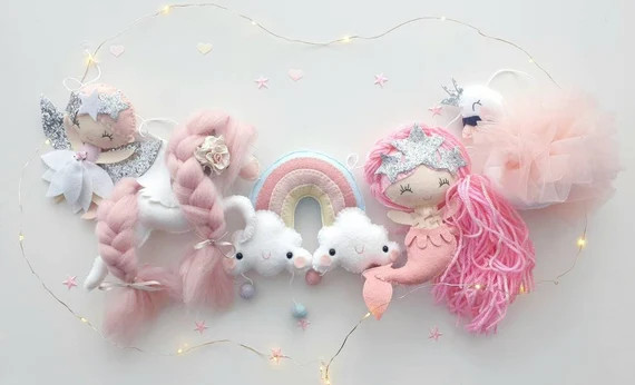 Girly Garland - Felt Garland - Nursery Decor- Kids Room Decor- Mermaid Garland - Fairy Garland | Etsy (US)
