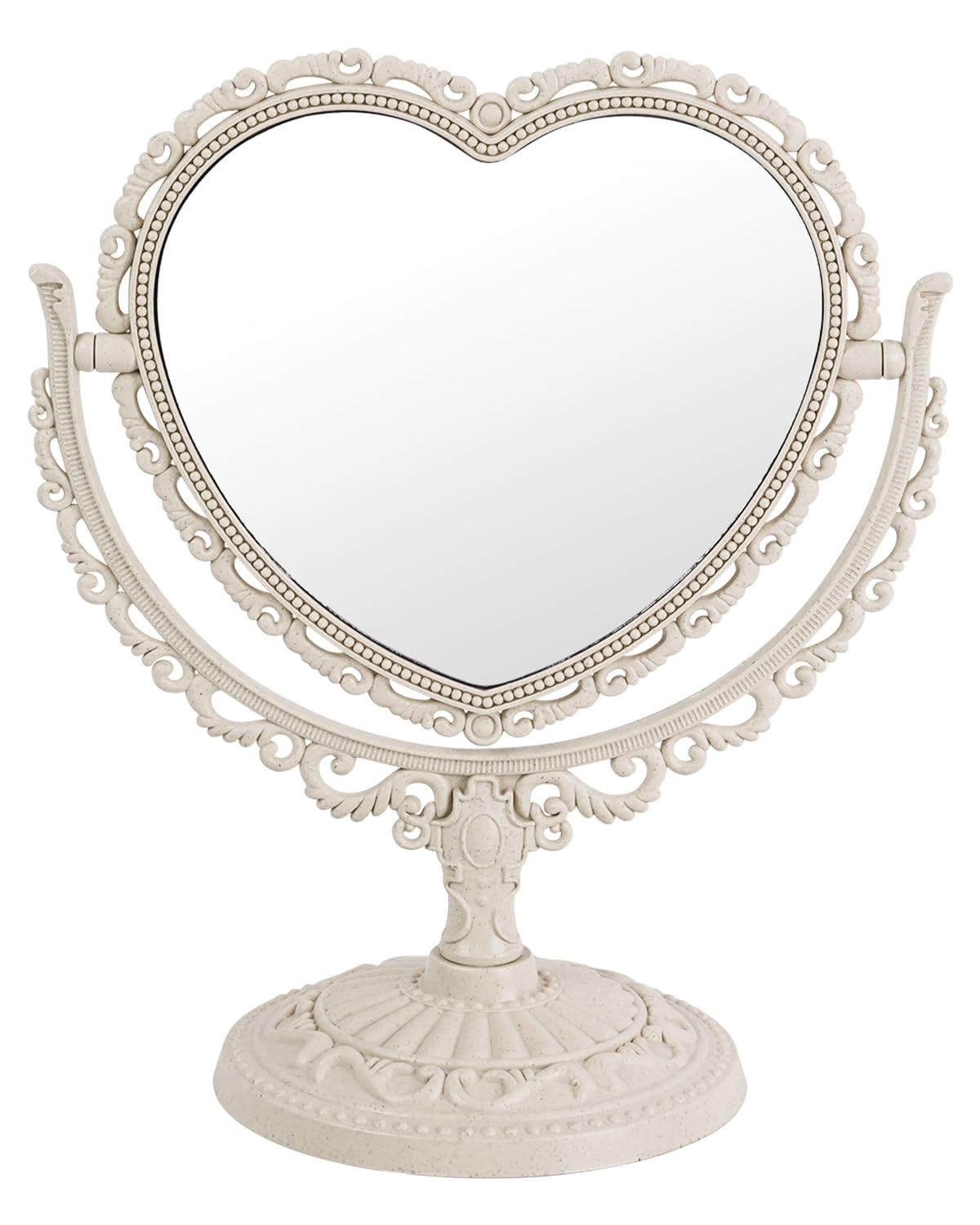 XPXKJ 7 Inch Vintage Heart Mirror - Elegant Desk Makeup Mirror with Double Sided 360 Degree Rotat... | Amazon (US)