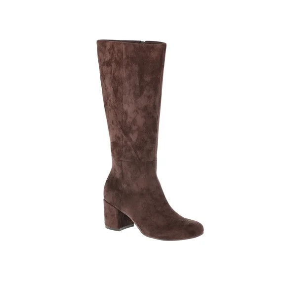 Time and Tru Women's Faux Suede Tall Block Heel Boots | Walmart (US)