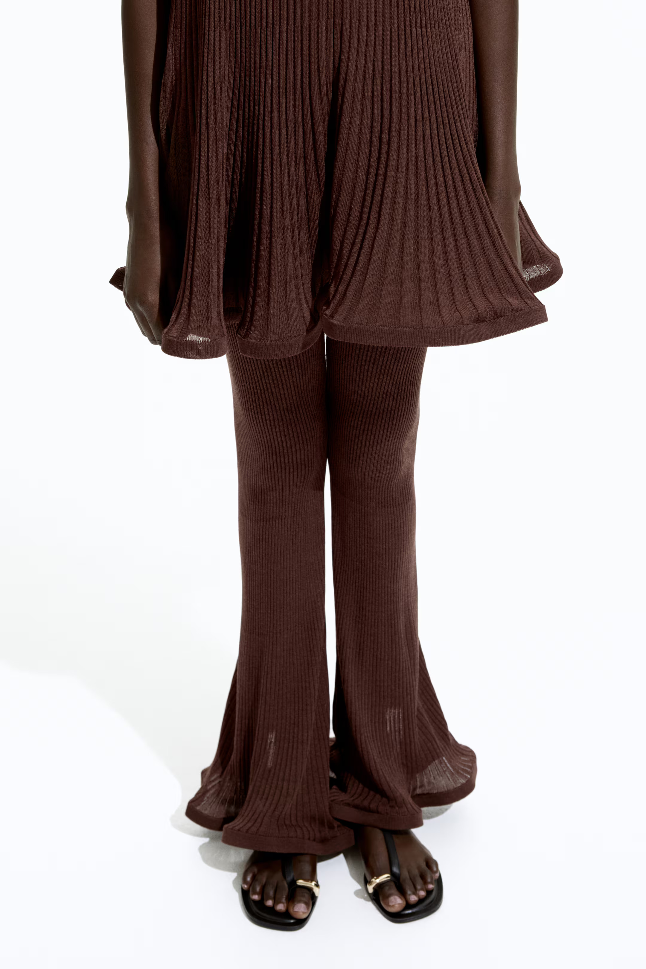 Silk-blend rib-knit trousers | H&M (UK, MY, IN, SG, PH, TW, HK)