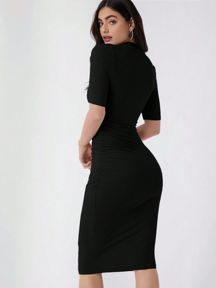 Mock neck solid bodycon | SHEIN