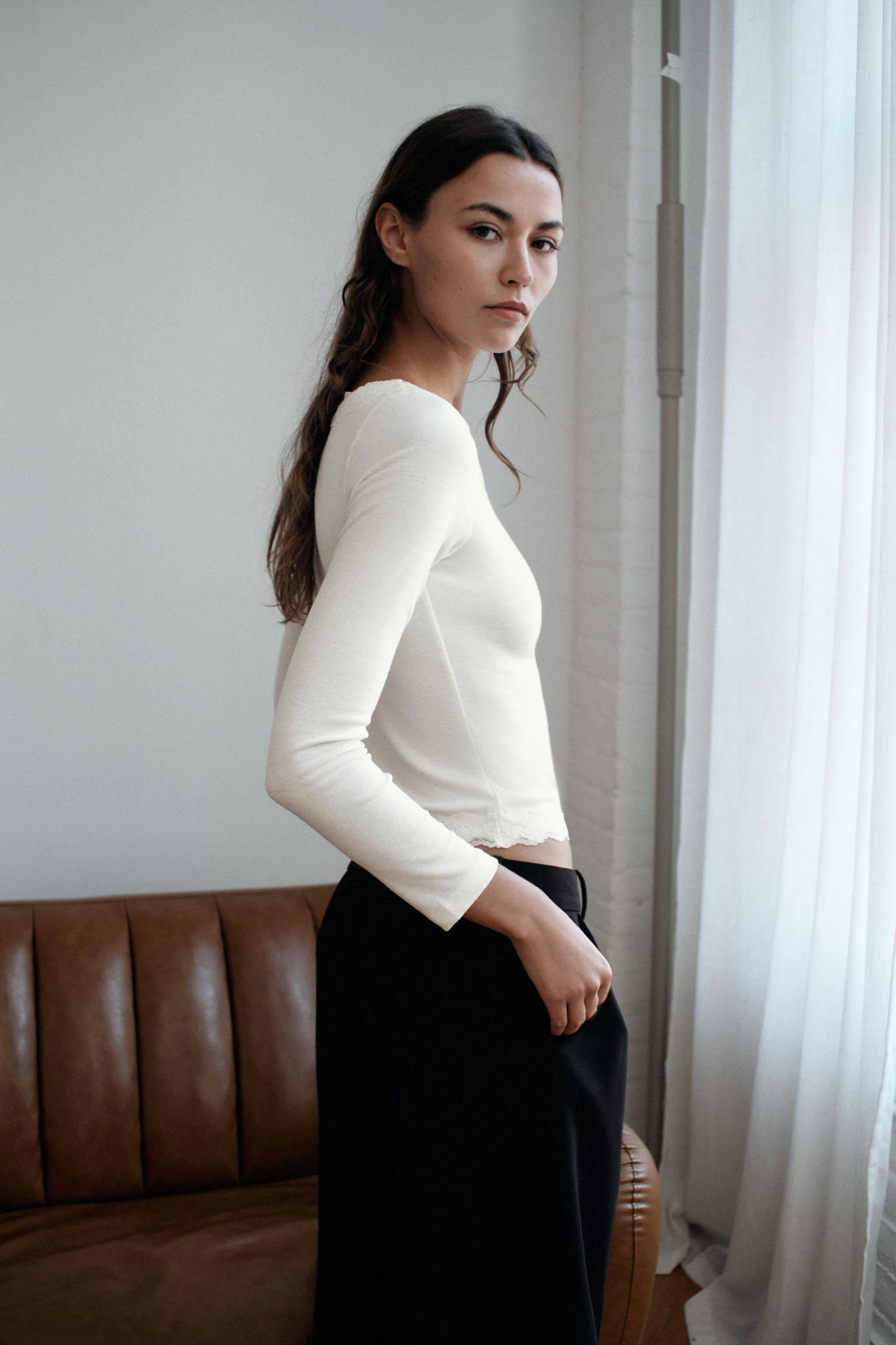 LACE BOATNECK TOP | Zara US