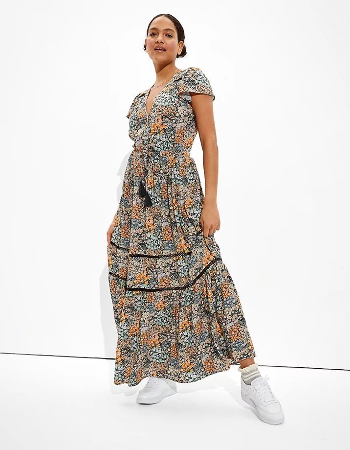 AE Printed Tiered Maxi Dress | American Eagle Outfitters (US & CA)