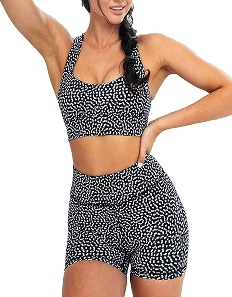 Hotexy Women Workout Sets 2 Pieces Suits High Waisted Yoga Leggings with Stretch Sports Bra Gym T... | Amazon (US)