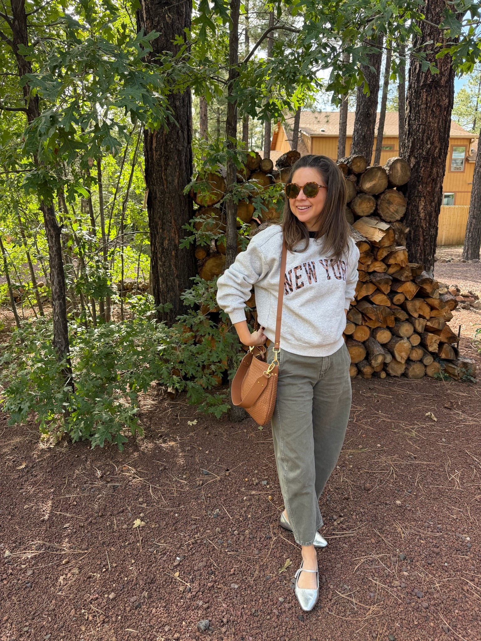 Crew sweater green barrel pant outfit 

Sweater xsmall
Pants 25 petite short 
Tee small

#LTKootd #LTKPetite