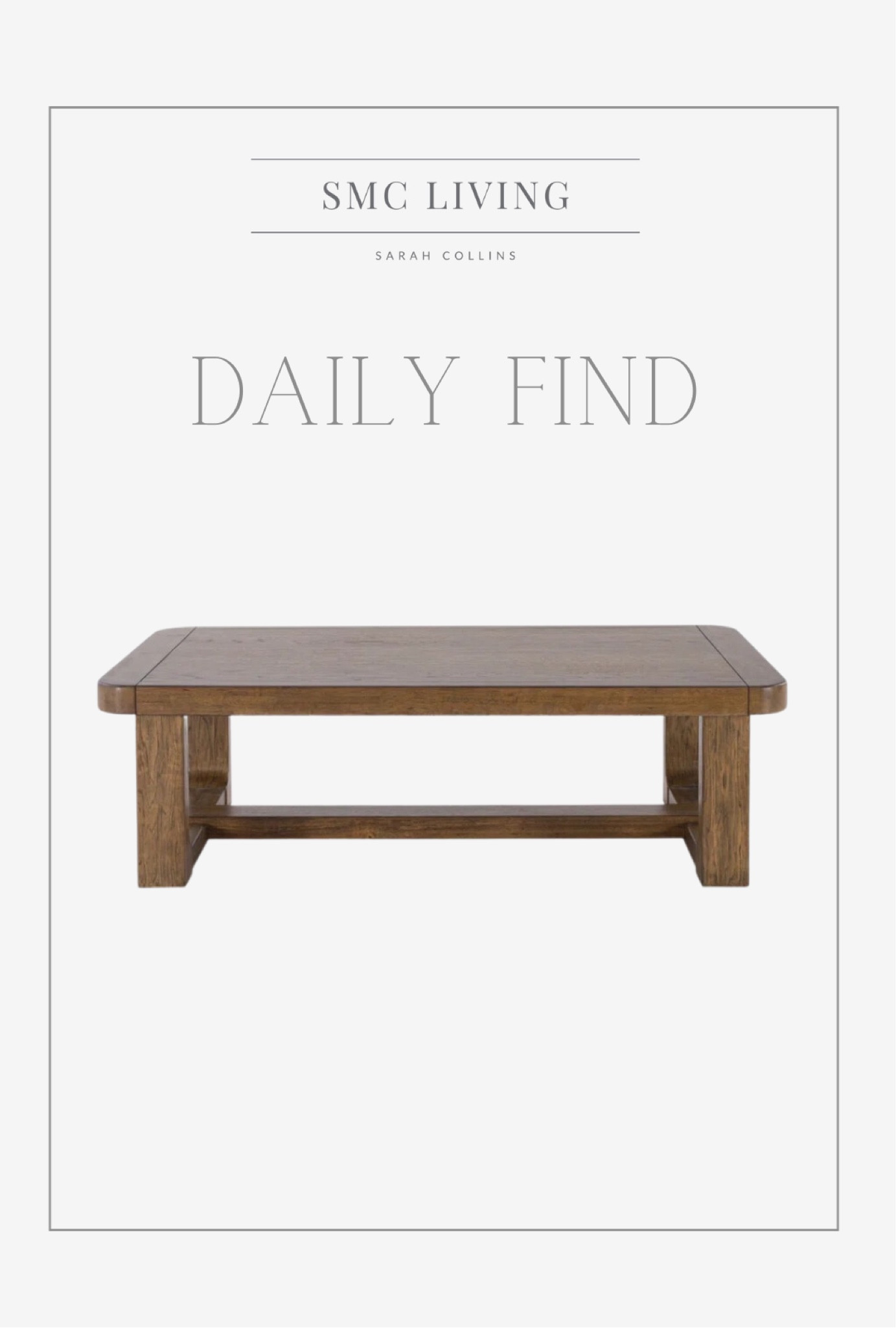 Daily find 🤩

Coffee table
Wood coffee table
Brown coffee table
Rectangular coffee table
Living room furniture 

#LTKhome #LTKsalealert