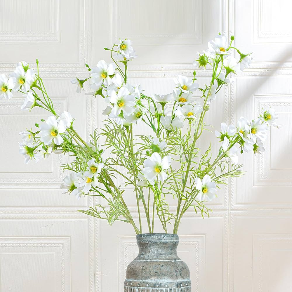 Giegxin 3 Pcs 30 Inch Artificial Wild Flowers White Cosmos Silk Flowers Branches Long Stem Fake C... | Amazon (US)