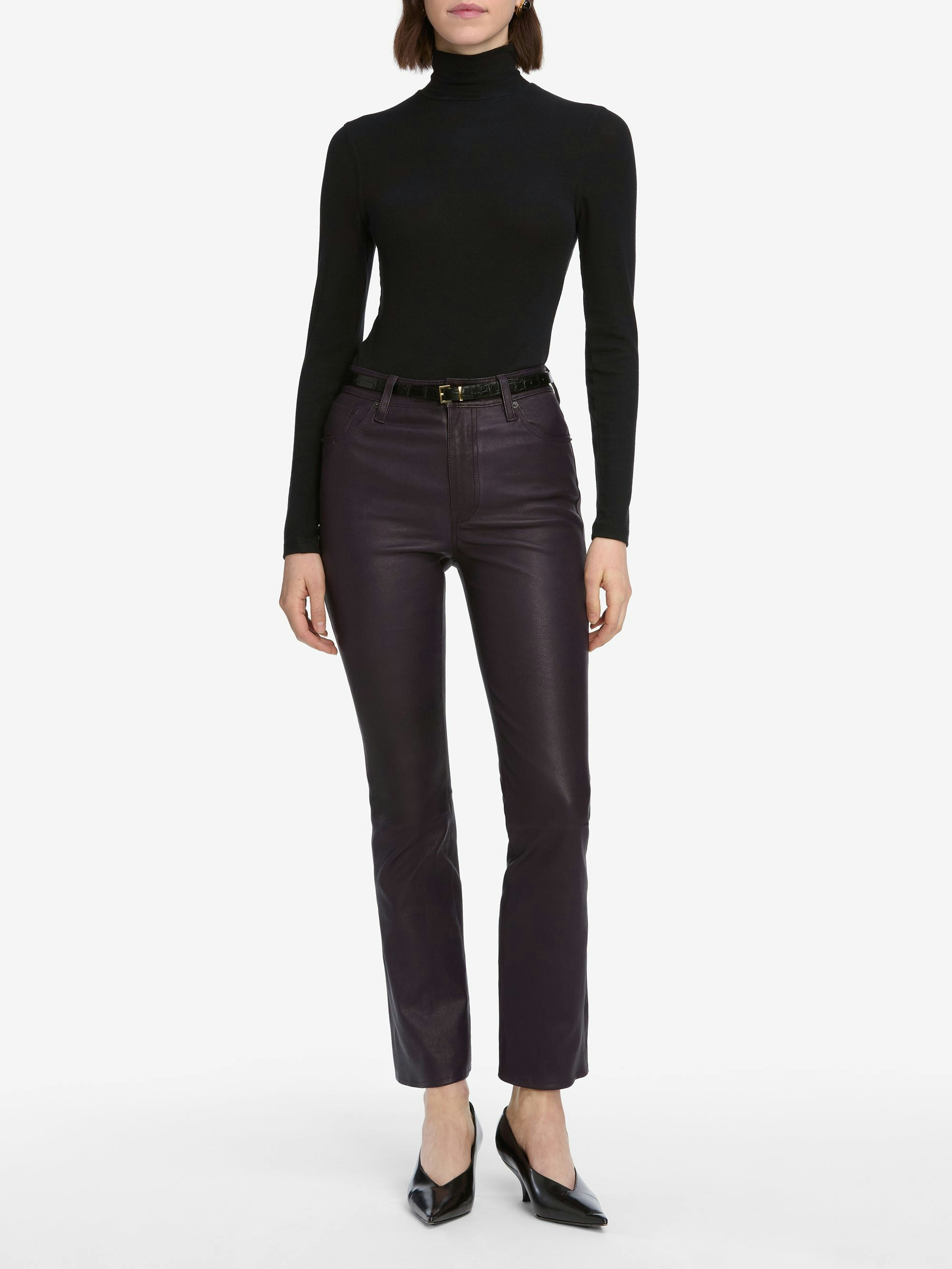 The Leather Reboot Crop -- Dark Royal Purple | Frame Denim