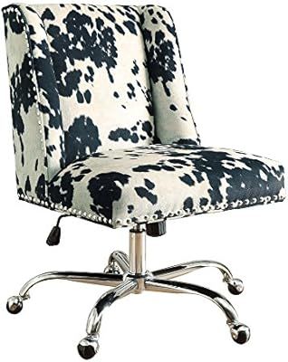 Linon Clayton Black Cow Print Office Chair, Metallic | Amazon (US)