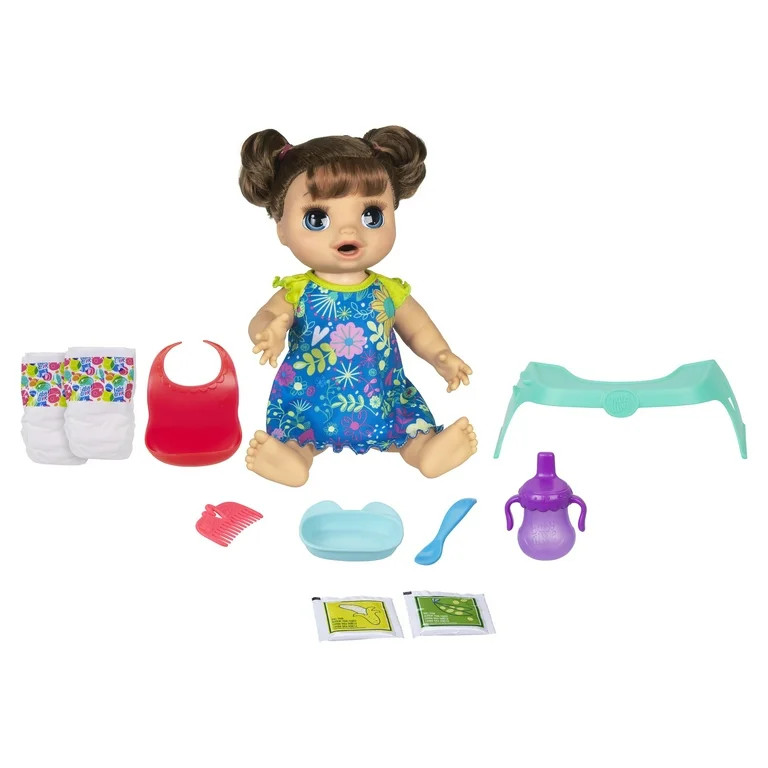 Baby Alive Happy Hungry Baby Brown Straight Hair 50+ Sounds and Phrases | Walmart (US)