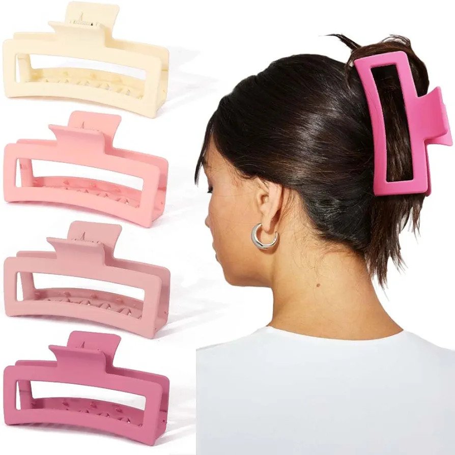 Ahoney 5 Inch Pink Hair Clips Extra Large Claw Clips Big Hair Clips for Thick Long Hair, XL Giant... | Amazon (US)