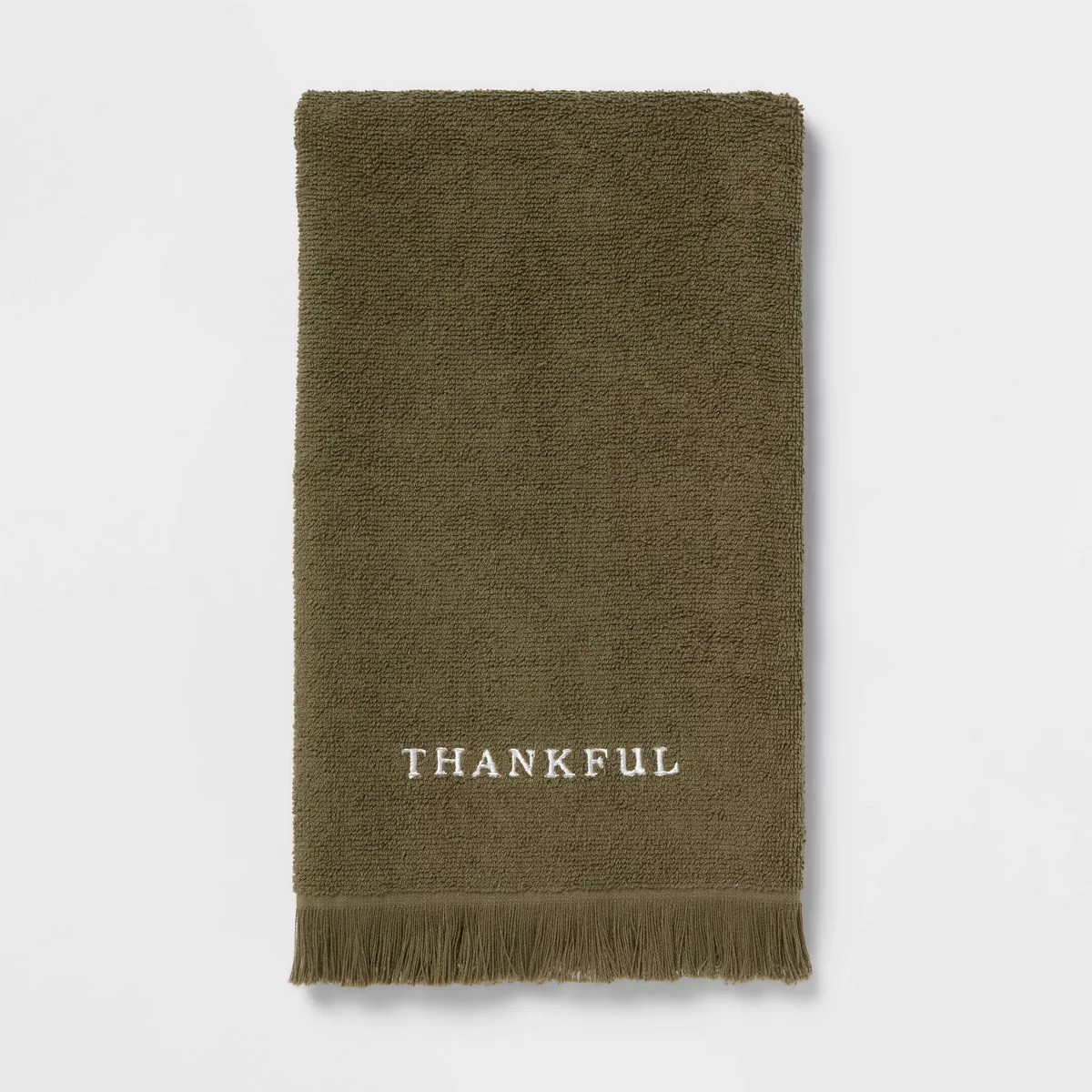 Harvest Embroidered Thankful Hand Towel Dark Green - Threshold™ | Target