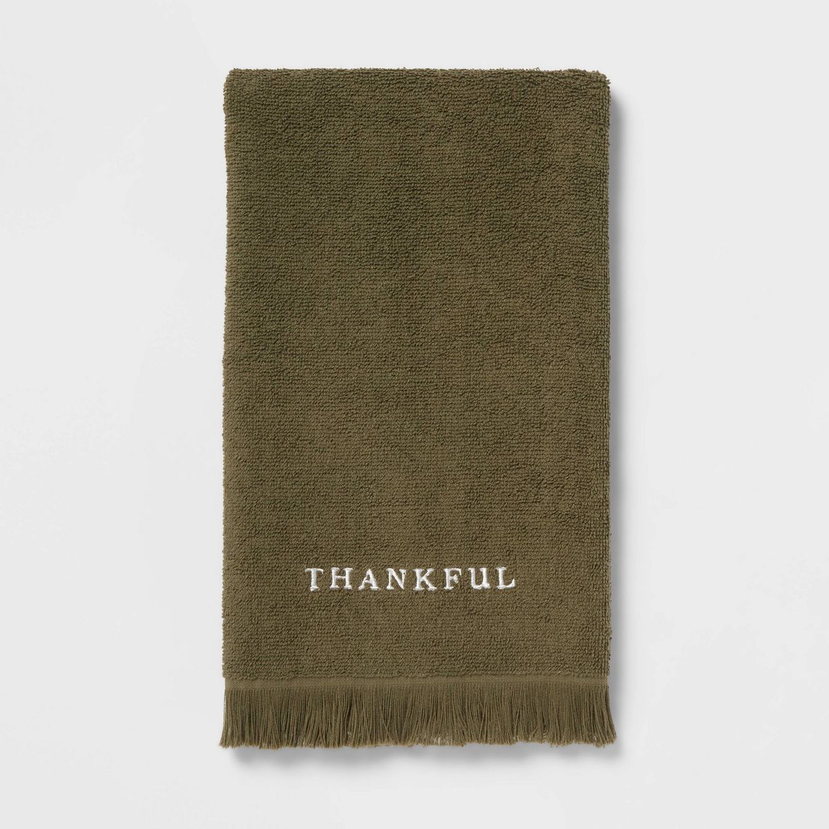 Harvest Embroidered Thankful Hand Towel Dark Green - Threshold™ | Target