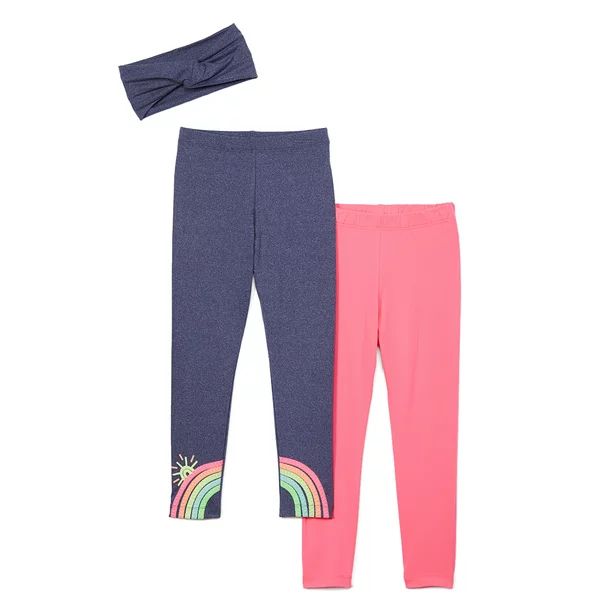 Freestyle Revolution Toddler Girls Brushed Leggings, 2-Pack With Headband Free Gift (2T-4T) | Walmart (US)