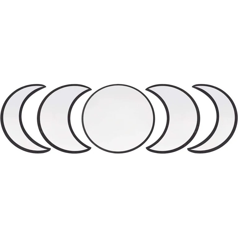 5 Pcs Acrylic Wooden Moon Phase Mirror Acrylic Wall Decorative Mirror Interior Design Wall Decora... | Walmart (US)