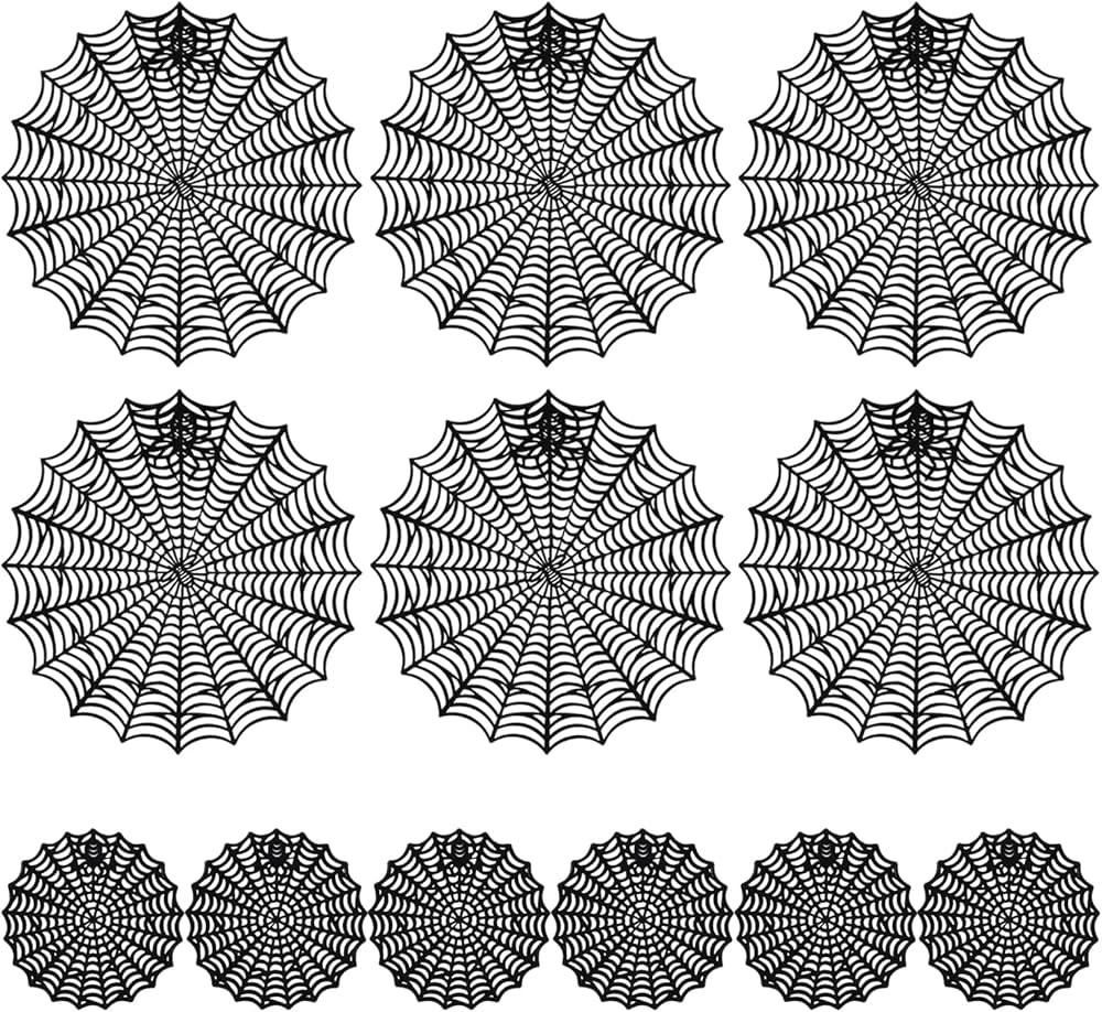 12 Pcs Halloween Spider Web Placemats and Coasters,15 Inch Heat Insulation Halloween Placemats,4 ... | Amazon (US)