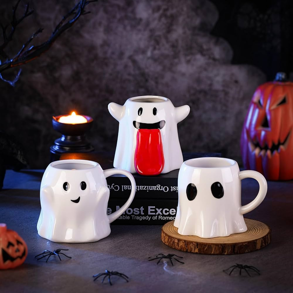 4 Pcs 14 oz Halloween Ceramic Ghost Mug Spooky Halloween Mug Novelty Halloween Coffee Mug for Hal... | Amazon (US)