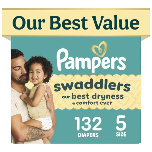 Pampers Swaddlers Diapers, Size 5 (20-37 lbs), 132 Count, Fragrance Free, Hypoallergenic, Absorbent, Pediatrician Recommended, Skin Safe | Amazon (US)