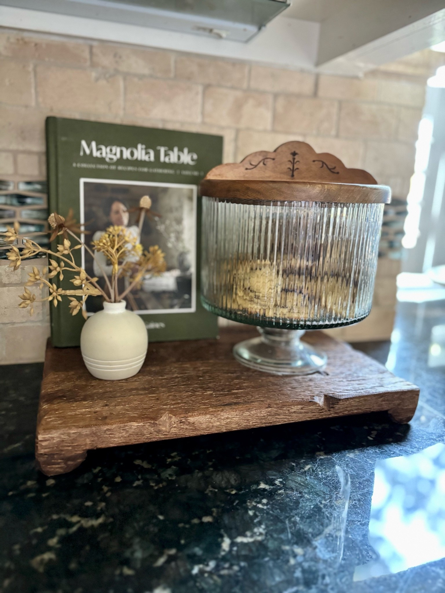 The cutest vintage inspired ribbed glass pedestal cookie jar from Magnolia!  Such a pretty and functional kitchen addition!

#LTKHome #LTKmomlife