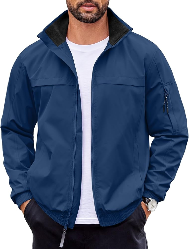 COOFANDY Mens Lightweight Bomber Jackets Stand Collar Windbreaker Softshell Jacket Zip Up Coat fo... | Amazon (US)